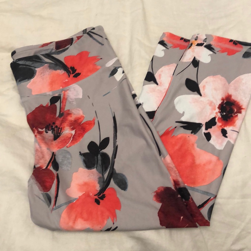 Fabletics flower printed workout pants.